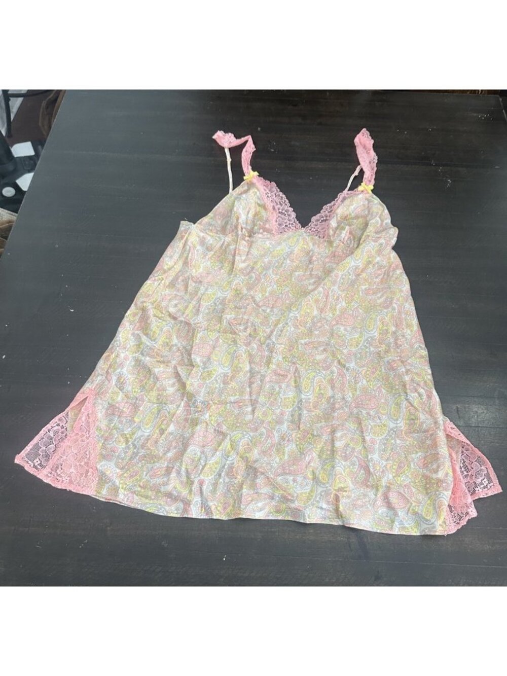Vtg Victorias Secret Satin Nightgown Floral Chemise Large NWT
